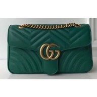 Gucci GG Marmont Small Matelassé Shoulder Bag 443497 Leather Green