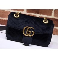 Gucci GG Marmont Mini Matelassé Shoulder Bag 446744 Velvet Black