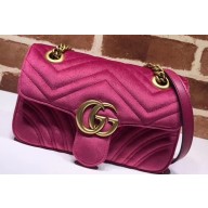 Gucci GG Marmont Mini Matelassé Shoulder Bag 446744 Velvet Fuchsia