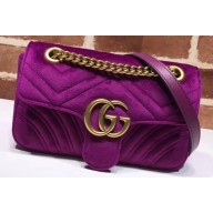 Gucci GG Marmont Mini Matelassé Shoulder Bag 446744 Velvet Purple