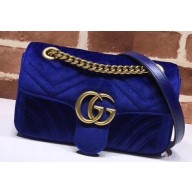 Gucci GG Marmont Mini Matelassé Shoulder Bag 446744 Velvet Blue