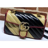 Gucci GG Marmont Mini Matelassé Shoulder Bag 446744 Diagonal Leather Beige/Black