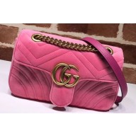 Gucci GG Marmont Mini Matelassé Shoulder Bag 446744 Velvet Pink
