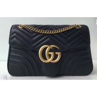 Gucci GG Marmont Medium Matelassé Shoulder Bag 443496 Leather Black