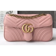 Gucci GG Marmont Small Matelassé Shoulder Bag 443497 Leather Pink