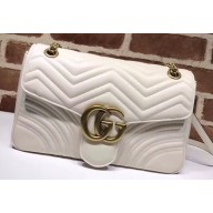 Gucci GG Marmont Medium Matelassé Shoulder Bag 443496 Leather White