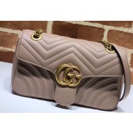 Gucci GG Marmont Medium Matelassé Shoulder Bag 443496 Leather Nude