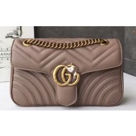 Gucci GG Marmont Small Matelassé Shoulder Bag 443497 Leather Nude
