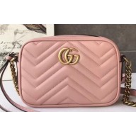 Gucci GG Marmont Mini Matelassé Shoulder Camera Bag 448065 Leather Pink