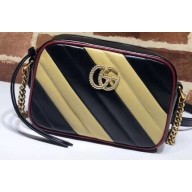 Gucci GG Marmont Mini Matelassé Shoulder Camera Bag 448065 Diagonal Leather Beige/Black