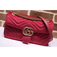 Gucci GG Marmont Small Matelassé Shoulder Bag 443497 Velvet Red