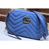 Gucci GG Marmont Mini Matelassé Shoulder Camera Bag 448065 Leather Sky Blue