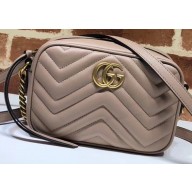 Gucci GG Marmont Mini Matelassé Shoulder Camera Bag 448065 Leather Nude
