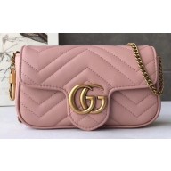 Gucci GG Marmont Matelassé Super Mini Shoulder Bag 476433 Leather Pink