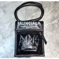 Balenciaga Explorer Pouch Strap Small Crossbody Phone Bag Leather Graffiti Black/White