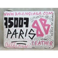 Balenciaga Classic Pouch Clutch Bag Graffiti White/Pink