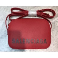 Balenciaga Grained Calfskin Ville Camera XS Bag Red
