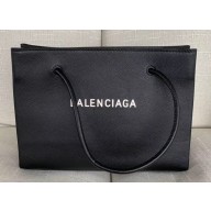 Balenciaga Grained Calfskin Horizontal Shopping Tote Bag Black