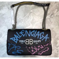Balenciaga Graffiti BB Round M Bag Black/Multicolor