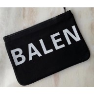 Balenciaga Canvas Pouch Clutch Large Bag Logo Black