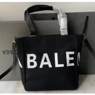 Balenciaga Canvas Shopping Tote Small Bag Logo Black