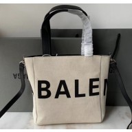 Balenciaga Canvas Shopping Tote Small Bag Logo Creamy