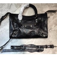 Balenciaga Classic City Small Bag with Logo Strap Black