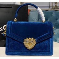 Dolce & Gabbana Medium Devotion Top Handle Bag in Velvet Blue 2019