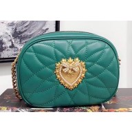 Dolce & Gabbana Devotion Camera Bag in Quilted Nappa Leather Green 2019