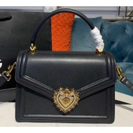 Dolce & Gabbana Medium Devotion Top Handle Bag in Mordore Nappa Leather Black 2019
