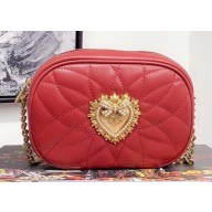 Dolce & Gabbana Devotion Camera Bag in Quilted Nappa Leather Red 2019