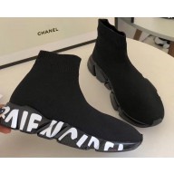 Balenciaga Knit Sock Speed Trainers Sneakers Black/Logo Sole