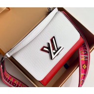 Louis Vuitton Epi Leather Twist MM Bag White/Red/Black with Logo Strap