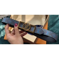 Louis Vuitton Width 3cm Square Circle LV Belt Blue/Gold