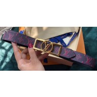 Louis Vuitton Width 3cm Square Circle LV Belt Red/Gold
