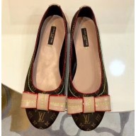 Louis Vuitton Monogram Canvas Bow Ballet Flats Brown