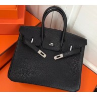 Hermes Birkin 25cm Bag Black in Togo Leather With Silver Hardware