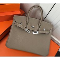 Hermes Birkin 25cm Bag Light Gray in Togo Leather With Silver Hardware