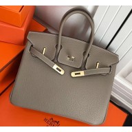 Hermes Birkin 25cm Bag Light Gray in Togo Leather With Gold Hardware