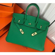 Hermes Birkin 25cm Bag Bamboo Green in Togo Leather With Gold Hardware