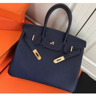 Hermes Birkin 25cm Bag Navy Blue in Togo Leather With Gold Hardware