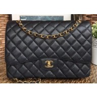 Chanel Maxi Classic Flap Bag A58601 in Caviar Leather Black/Gold