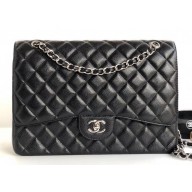 Chanel Maxi Classic Flap Bag A58601 in Caviar Leather Black/Silver