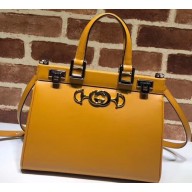 Gucci Zumi Smooth Leather Small Top Handle Bag 569712 Yellow 2019