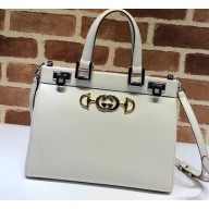Gucci Zumi Smooth Leather Small Top Handle Bag 569712 White 2019