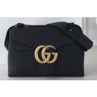 Gucci GG Marmont Leather Shoulder Bag 401173 Black