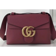 Gucci GG Marmont Leather Shoulder Bag 401173 Antiqued Red