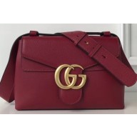 Gucci GG Marmont Leather Shoulder Bag 401173 Dark Red