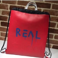 Gucci GucciGhost Drawstring Backpack Bag 474210 Red