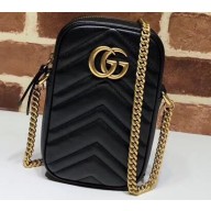 Gucci GG Marmont Matelassé Mini Chain Strap Bag 598597 Black